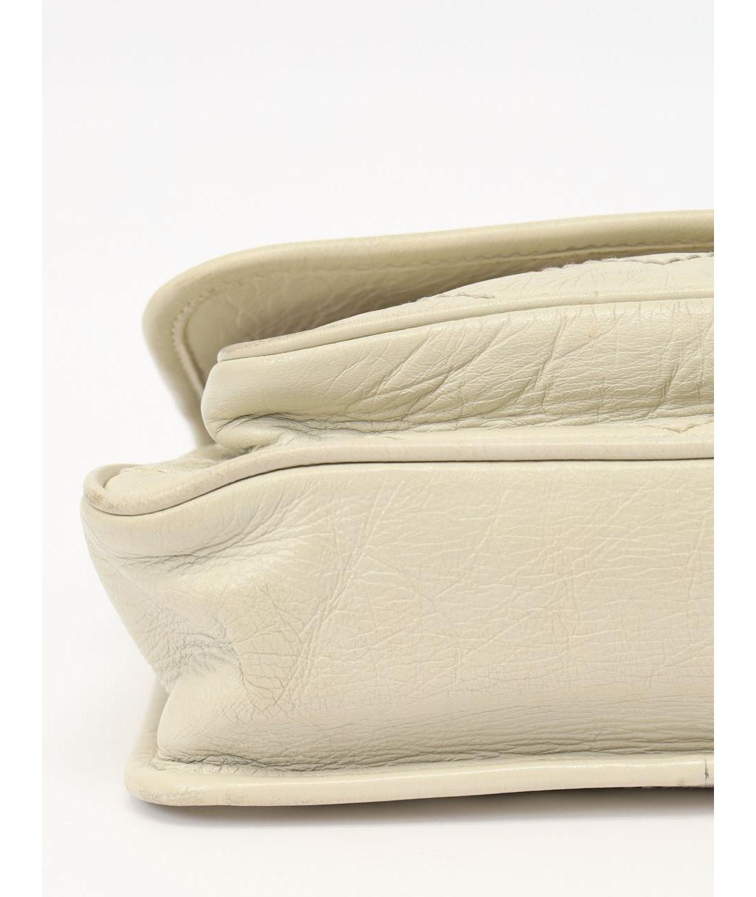 SAINT LAURENT Бежевая кожаная сумка через плечо, фото 7