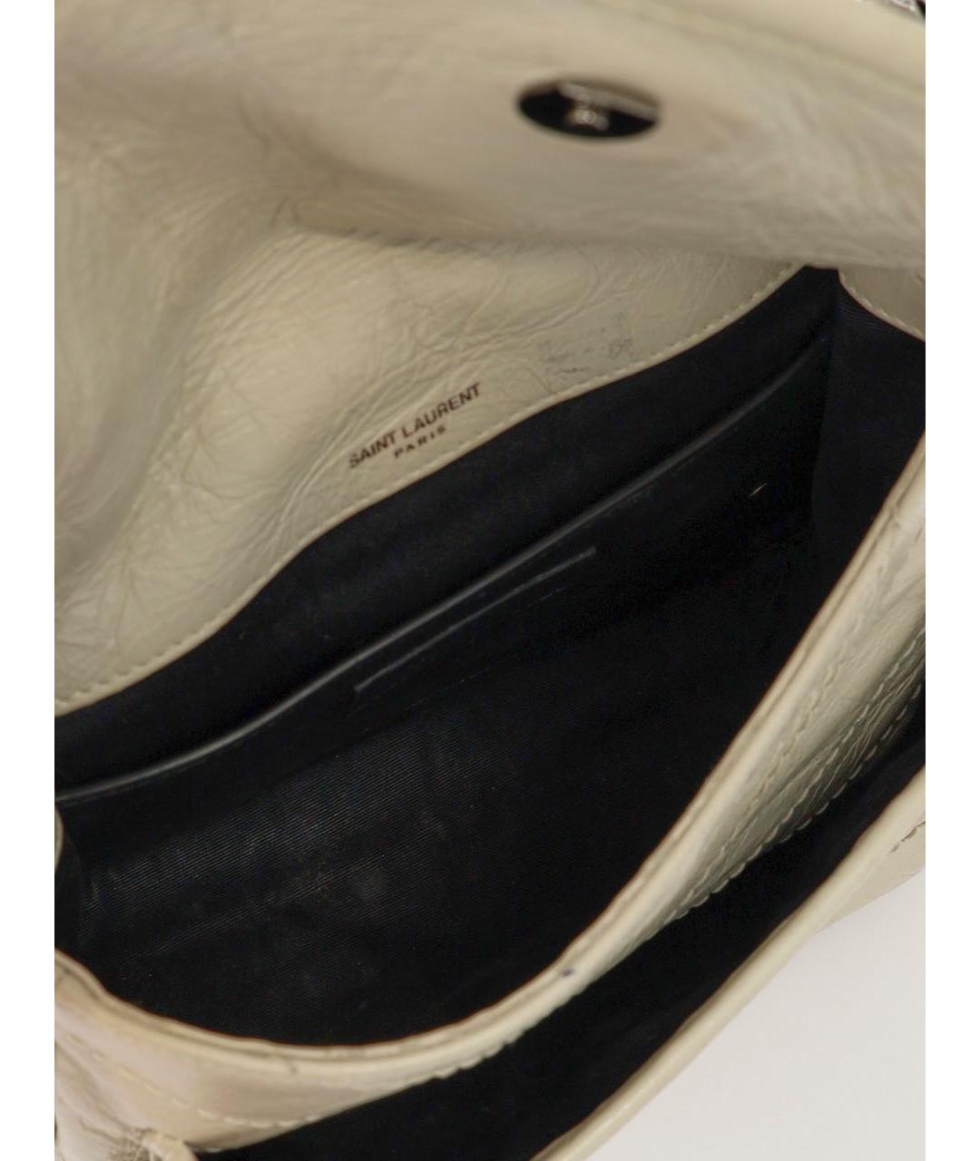 SAINT LAURENT Бежевая кожаная сумка через плечо, фото 4
