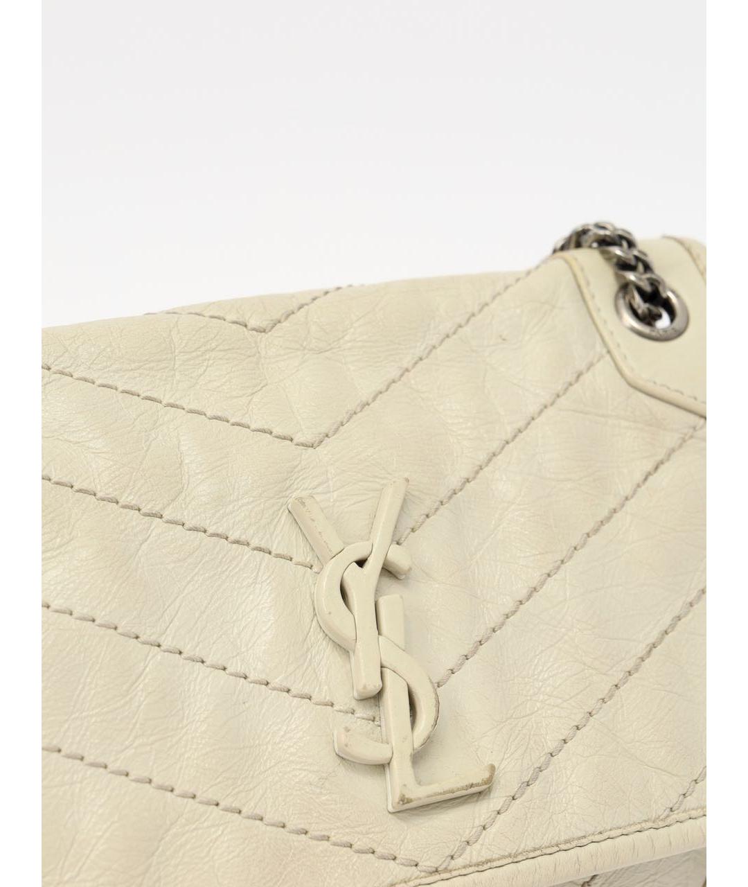 SAINT LAURENT Бежевая кожаная сумка через плечо, фото 8