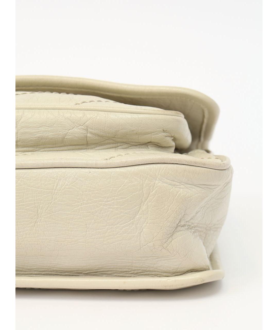 SAINT LAURENT Бежевая кожаная сумка через плечо, фото 6