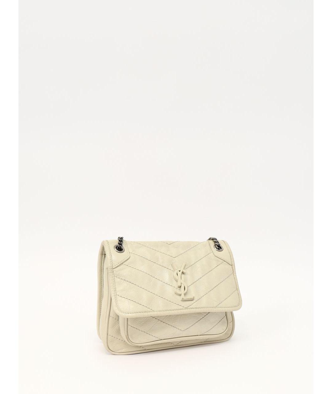 SAINT LAURENT Бежевая кожаная сумка через плечо, фото 2