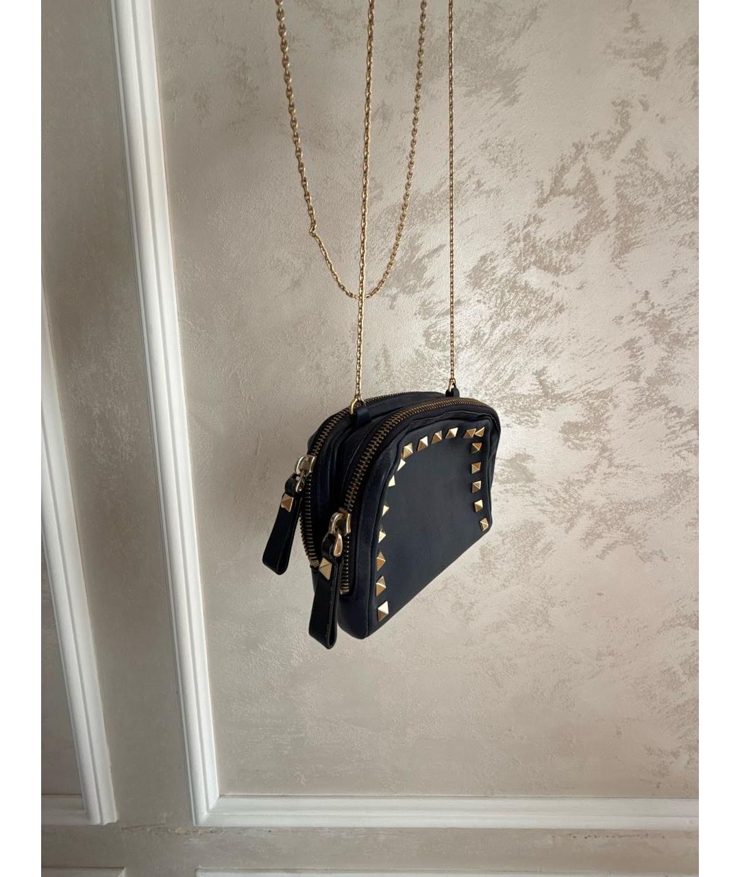 VALENTINO Темно-синяя кожаная сумка через плечо, фото 2