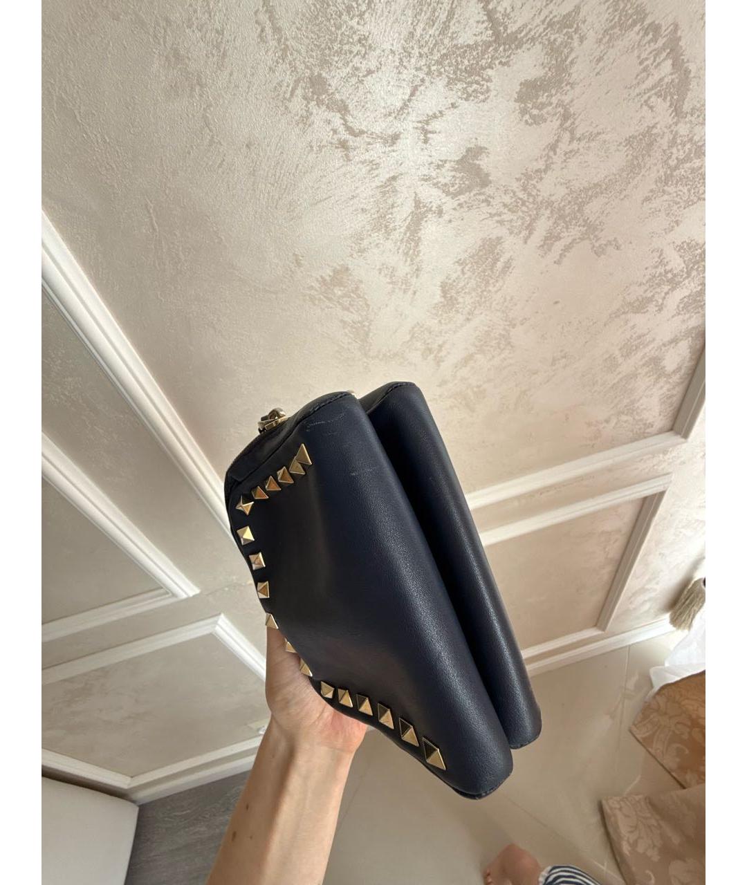 VALENTINO Темно-синяя кожаная сумка через плечо, фото 5