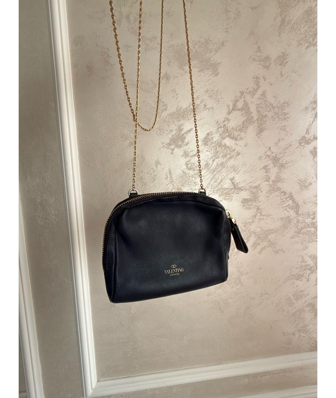 VALENTINO Темно-синяя кожаная сумка через плечо, фото 3