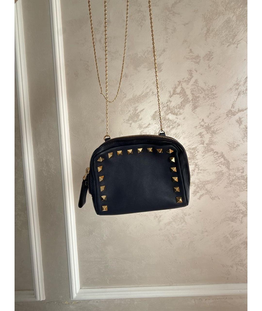 VALENTINO Темно-синяя кожаная сумка через плечо, фото 6