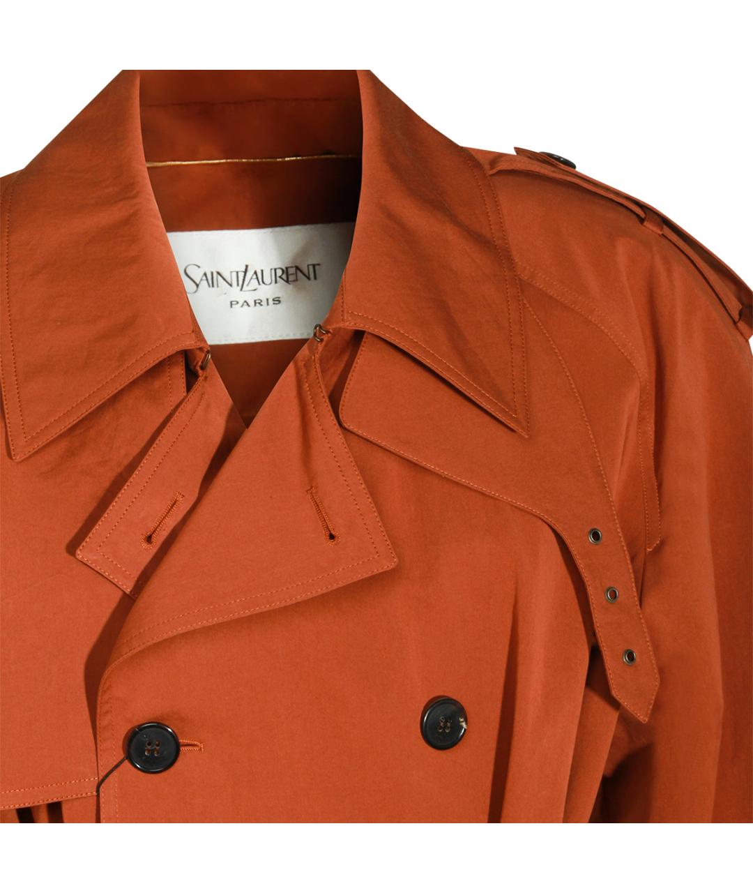 SAINT LAURENT Коричневый хлопковый тренч/плащ, фото 4