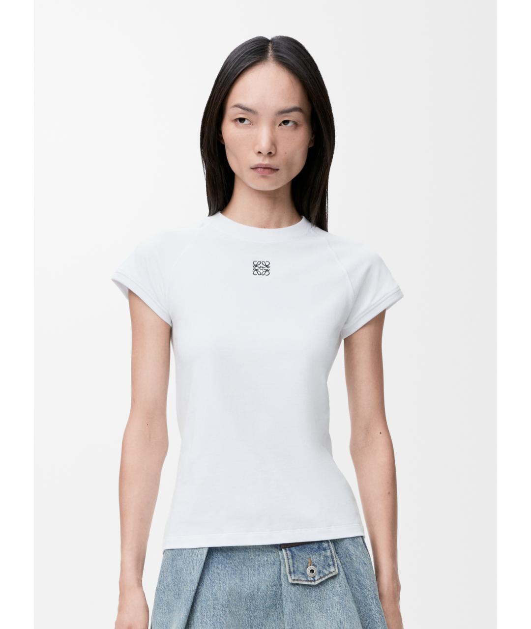 LOEWE Белая хлопковая футболка, фото 3