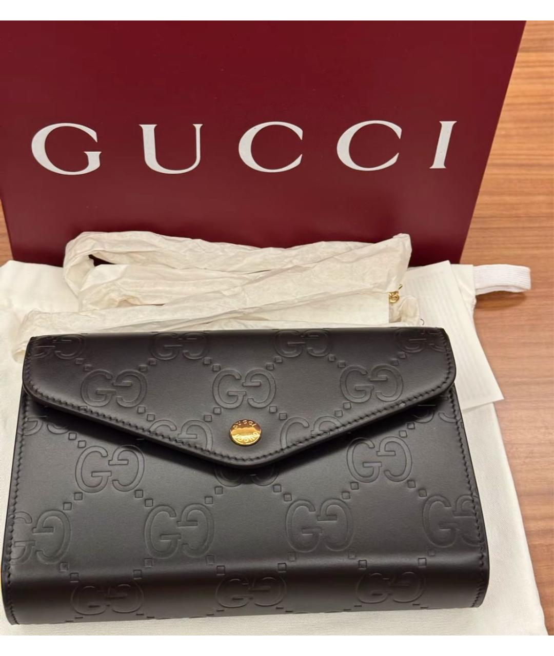 GUCCI Черная кожаная сумка через плечо, фото 3