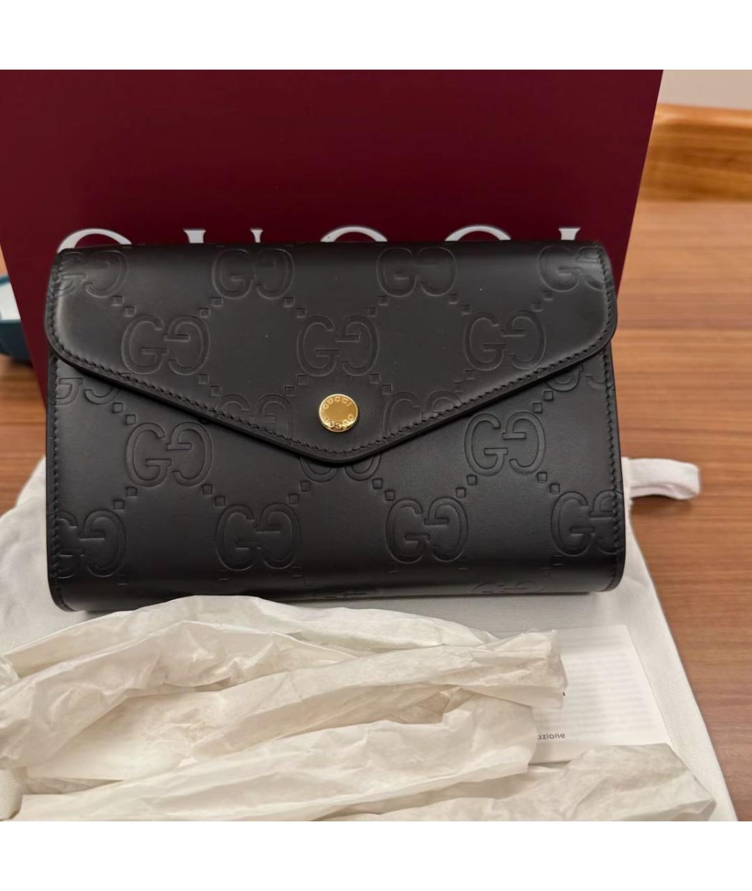 GUCCI Черная кожаная сумка через плечо, фото 4