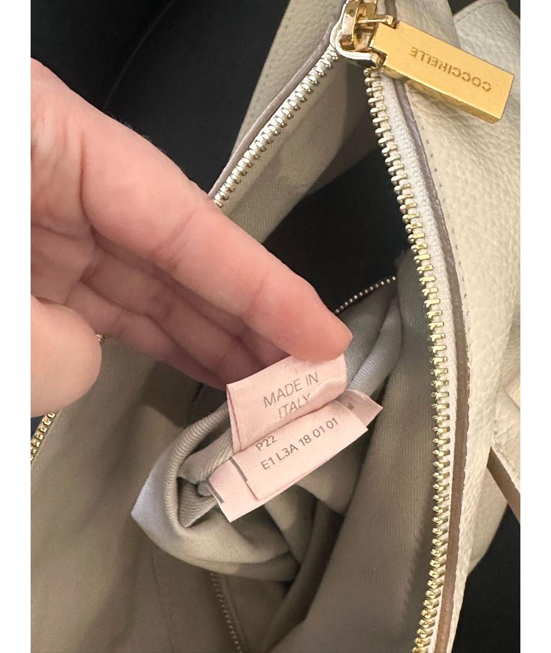 COCCINELLE Белая кожаная сумка тоут, фото 8