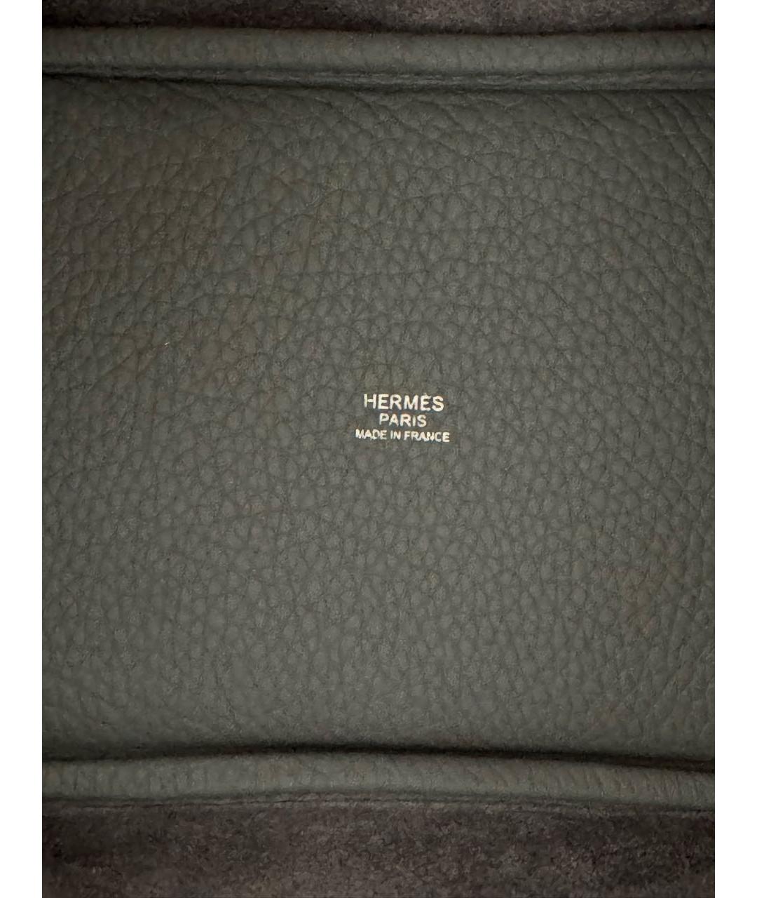 HERMES Серая кожаная сумка с короткими ручками, фото 7