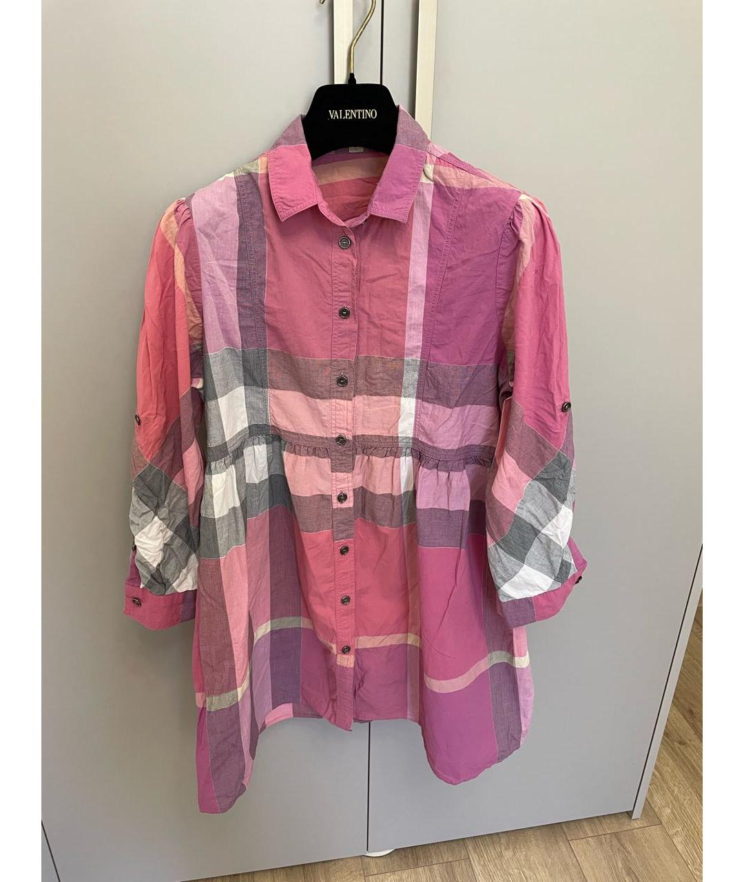 BURBERRY Розовое хлопковое повседневное платье, фото 8