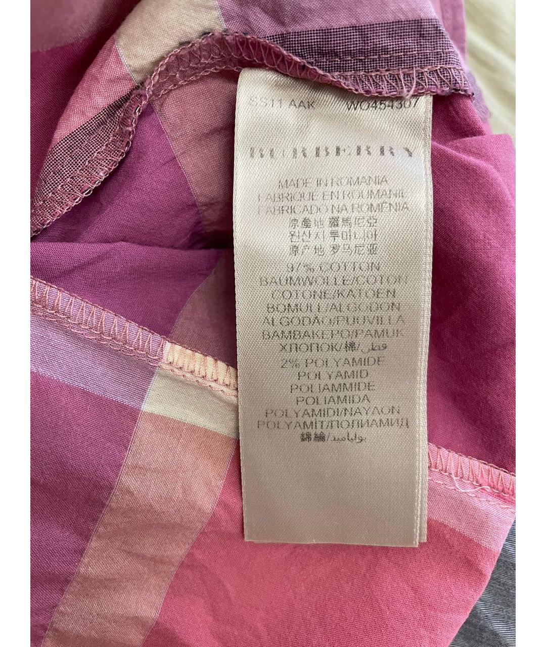 BURBERRY Розовое хлопковое повседневное платье, фото 5