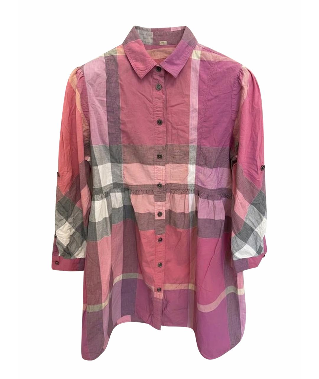 BURBERRY Розовое хлопковое повседневное платье, фото 1