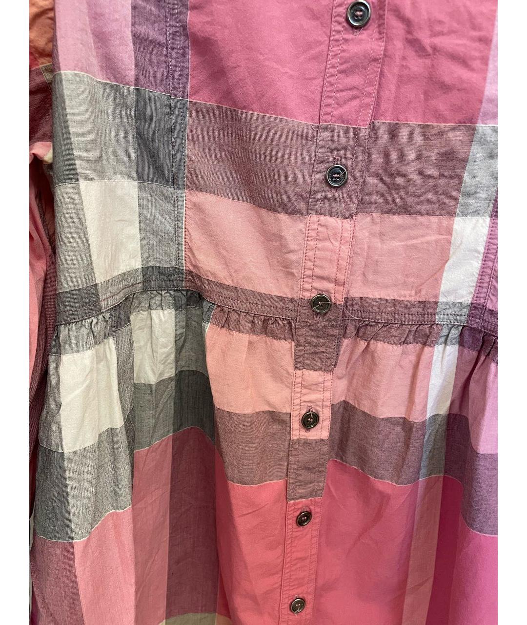 BURBERRY Розовое хлопковое повседневное платье, фото 7