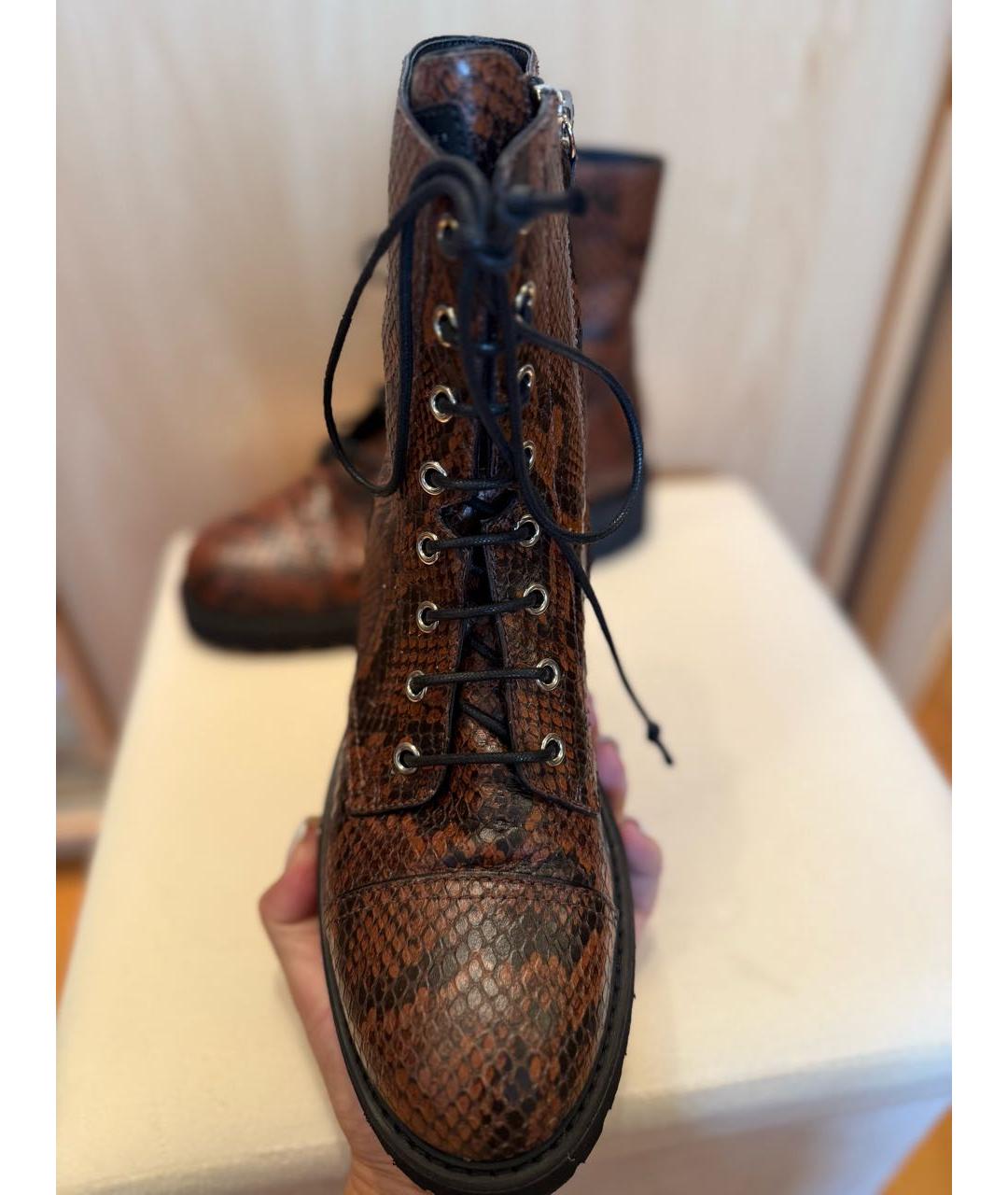 GIUSEPPE ZANOTTI DESIGN Коричневые кроссовки из экзотической кожи, фото 5