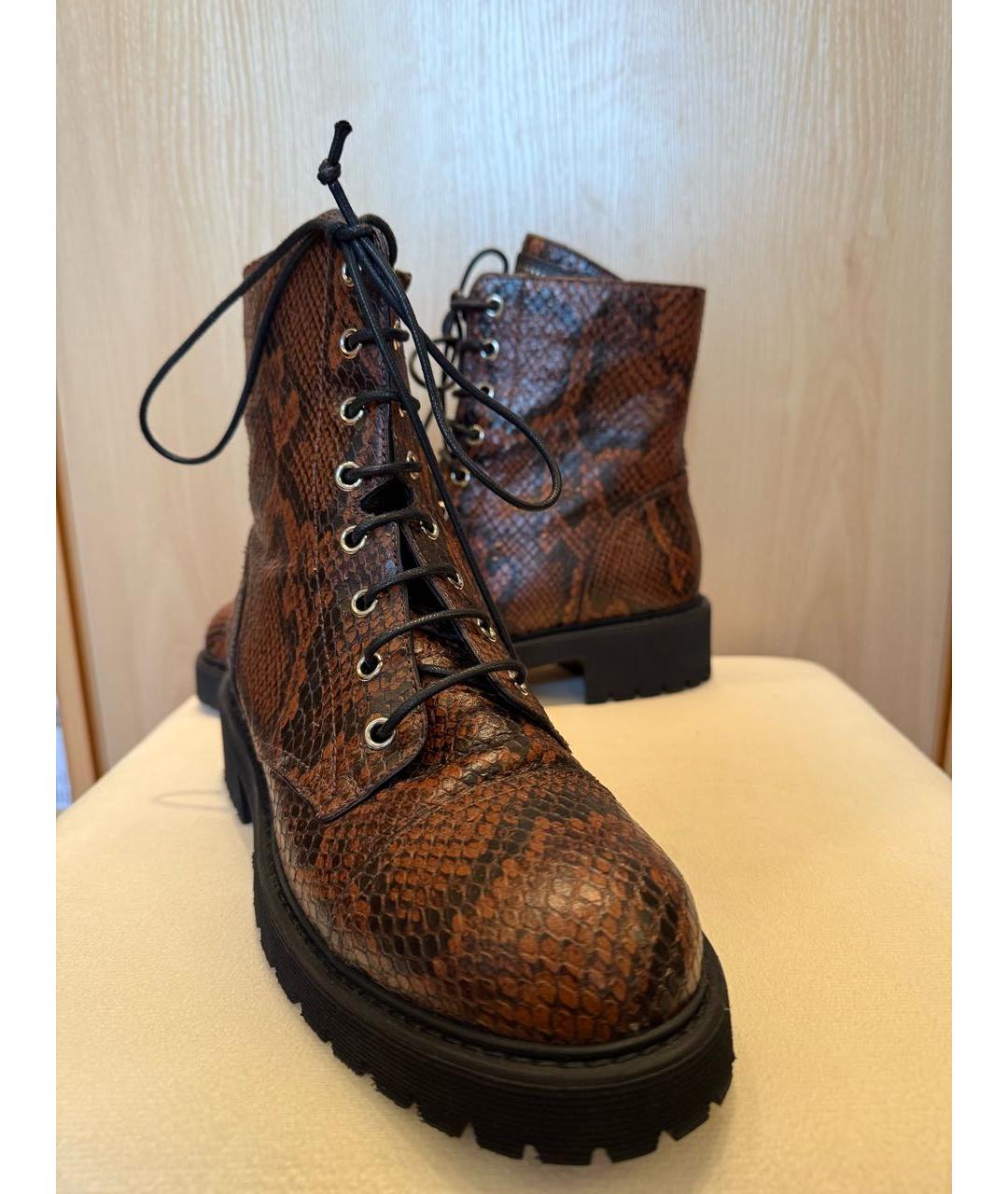 GIUSEPPE ZANOTTI DESIGN Коричневые кроссовки из экзотической кожи, фото 3