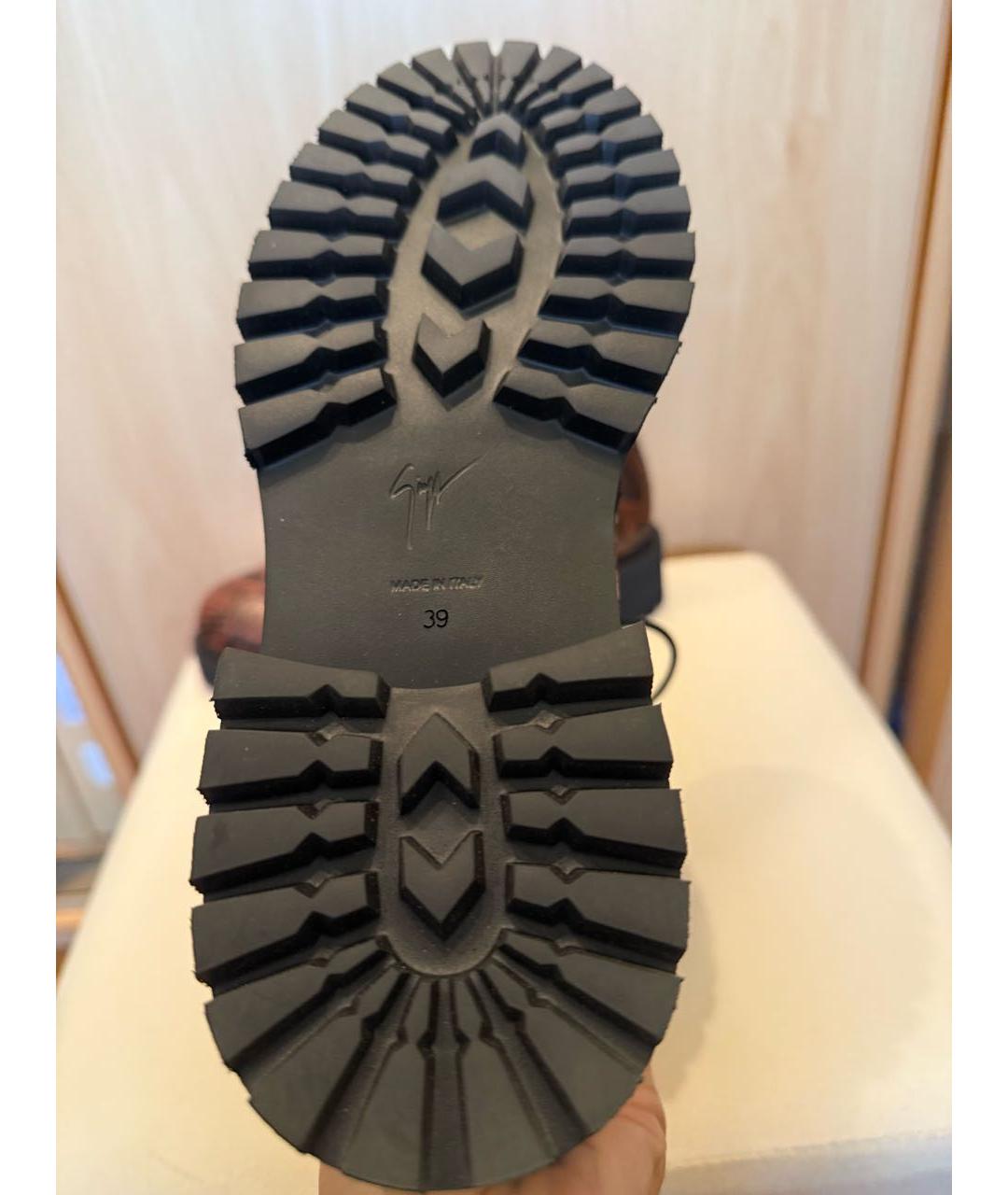 GIUSEPPE ZANOTTI DESIGN Коричневые кроссовки из экзотической кожи, фото 4