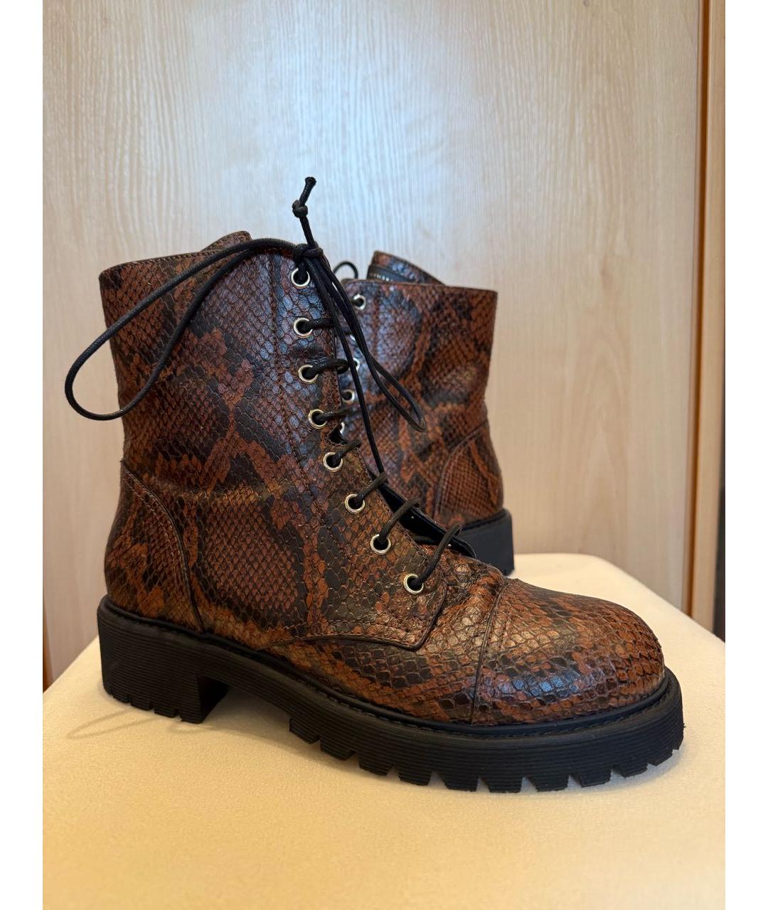 GIUSEPPE ZANOTTI DESIGN Коричневые кроссовки из экзотической кожи, фото 6