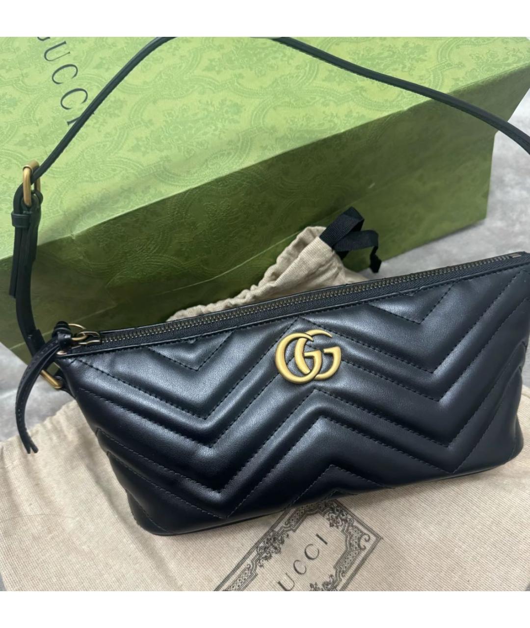 GUCCI Черная кожаная сумка через плечо, фото 3