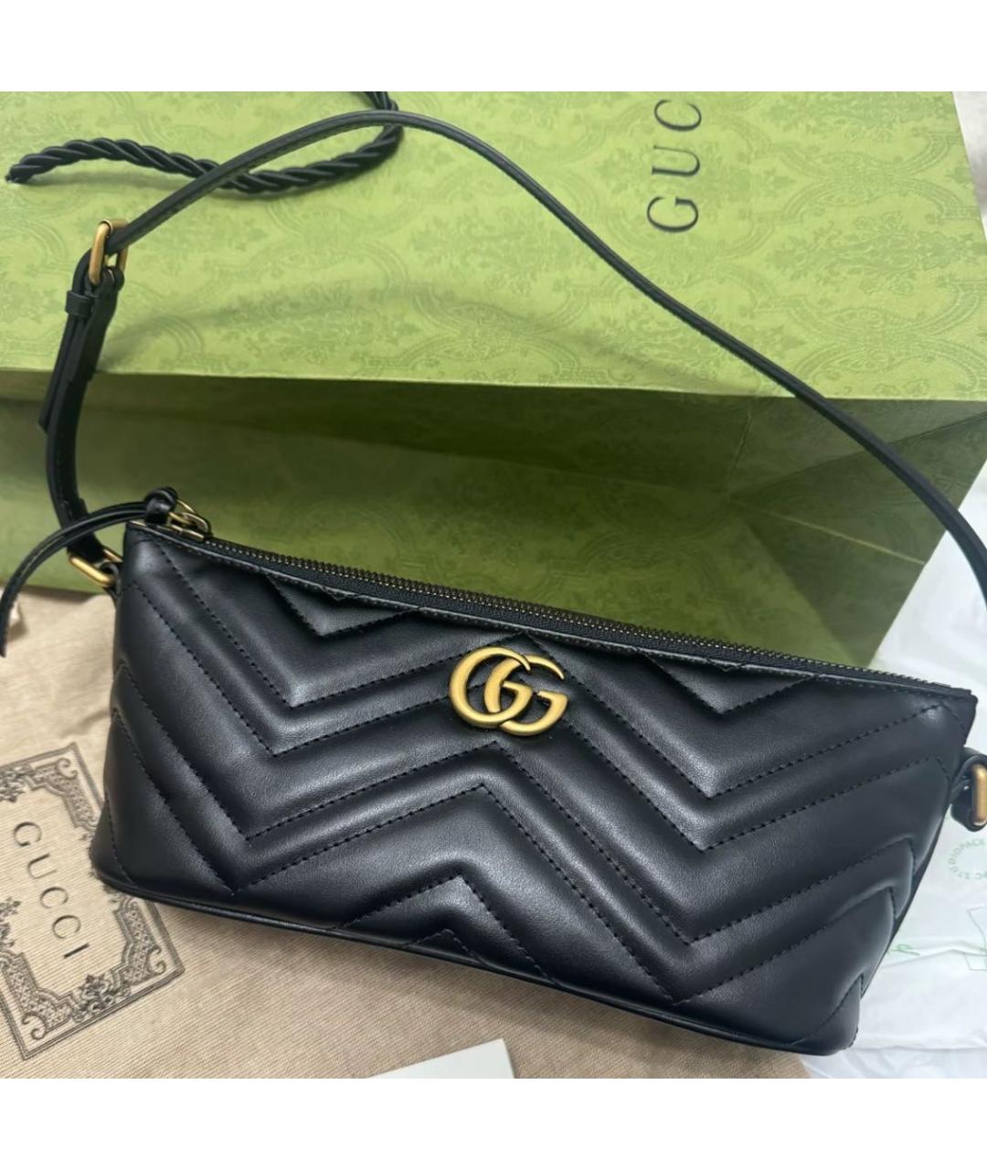 GUCCI Черная кожаная сумка через плечо, фото 4