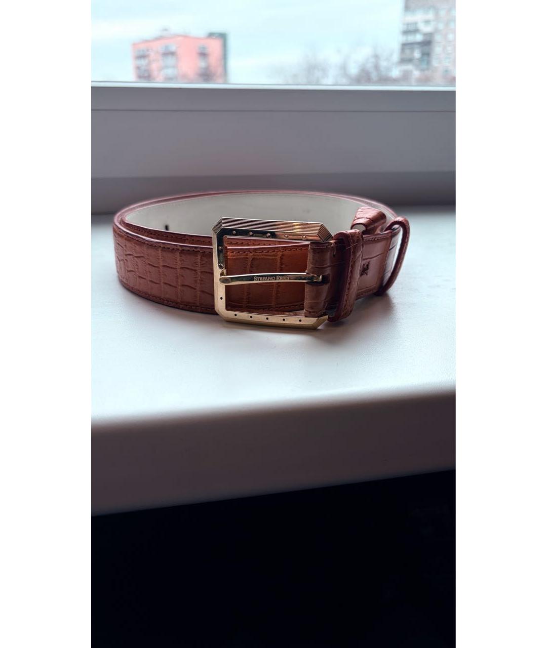 STEFANO RICCI Оранжевый ремень из экзотической кожи, фото 4