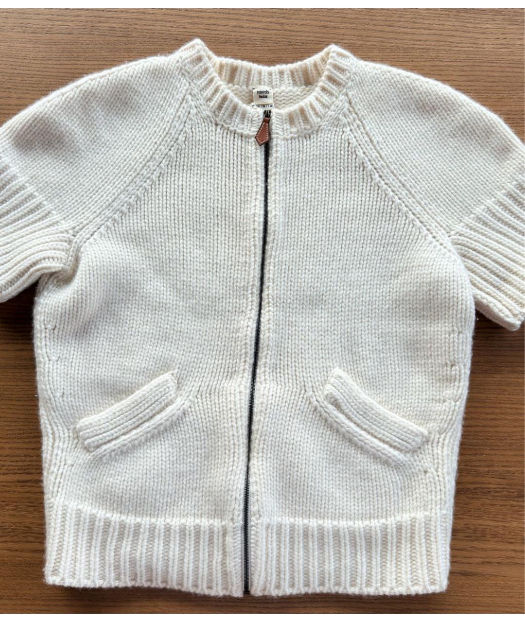 HERMES Белый кашемировый кардиган, фото 5