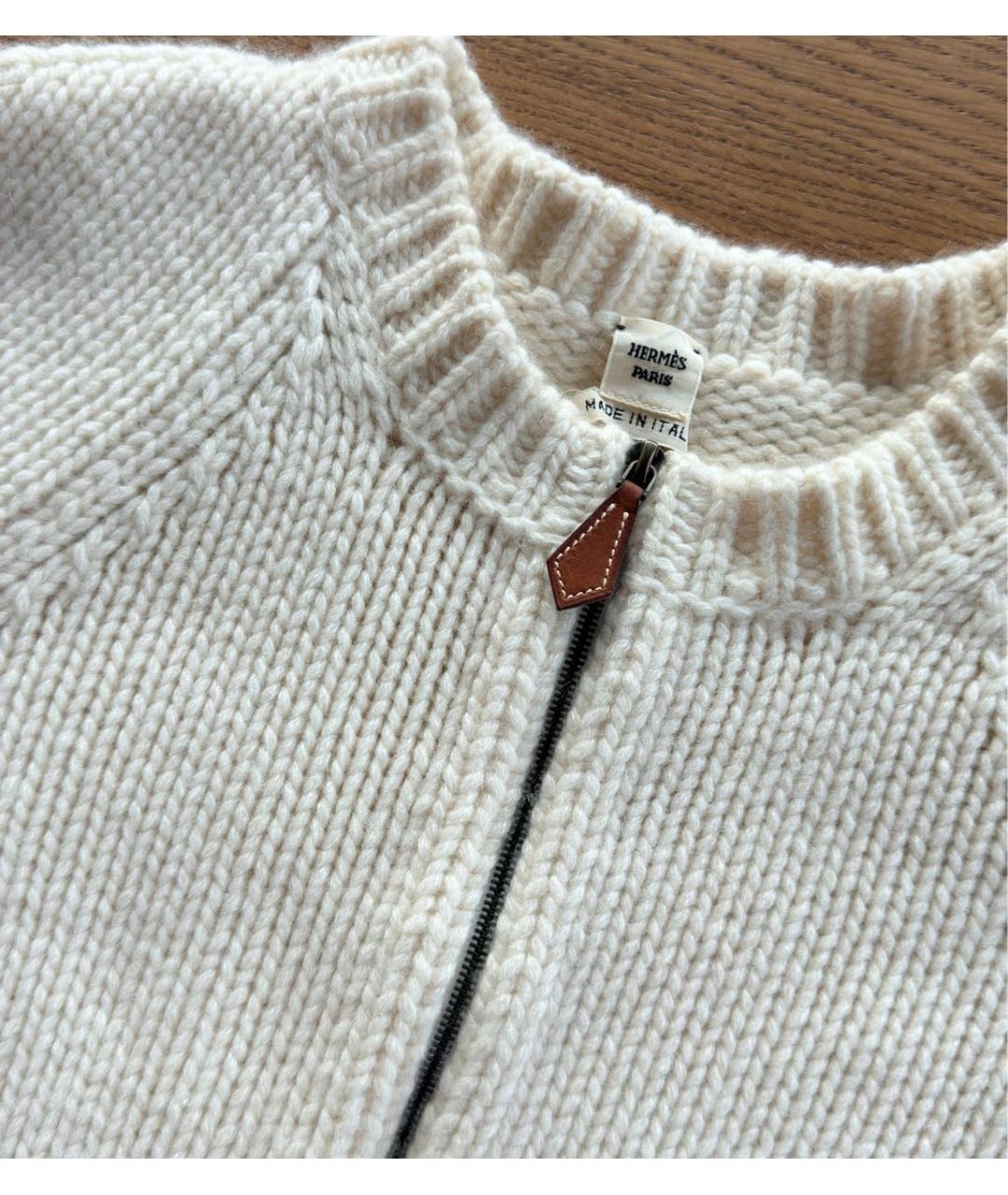 HERMES Белый кашемировый кардиган, фото 2