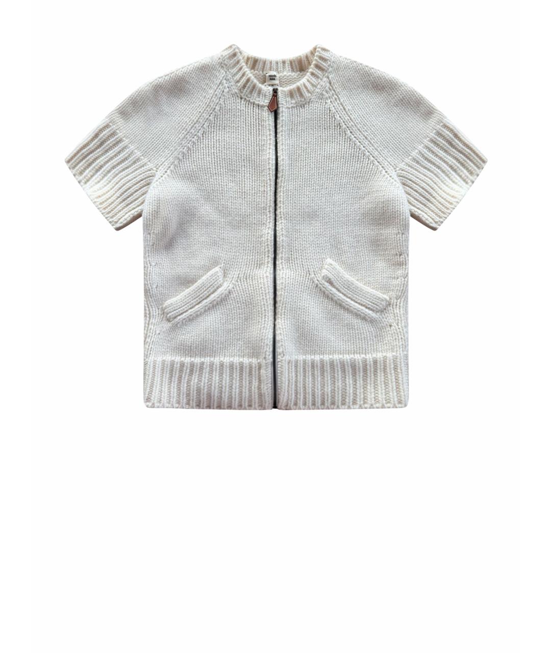 HERMES Белый кашемировый кардиган, фото 1