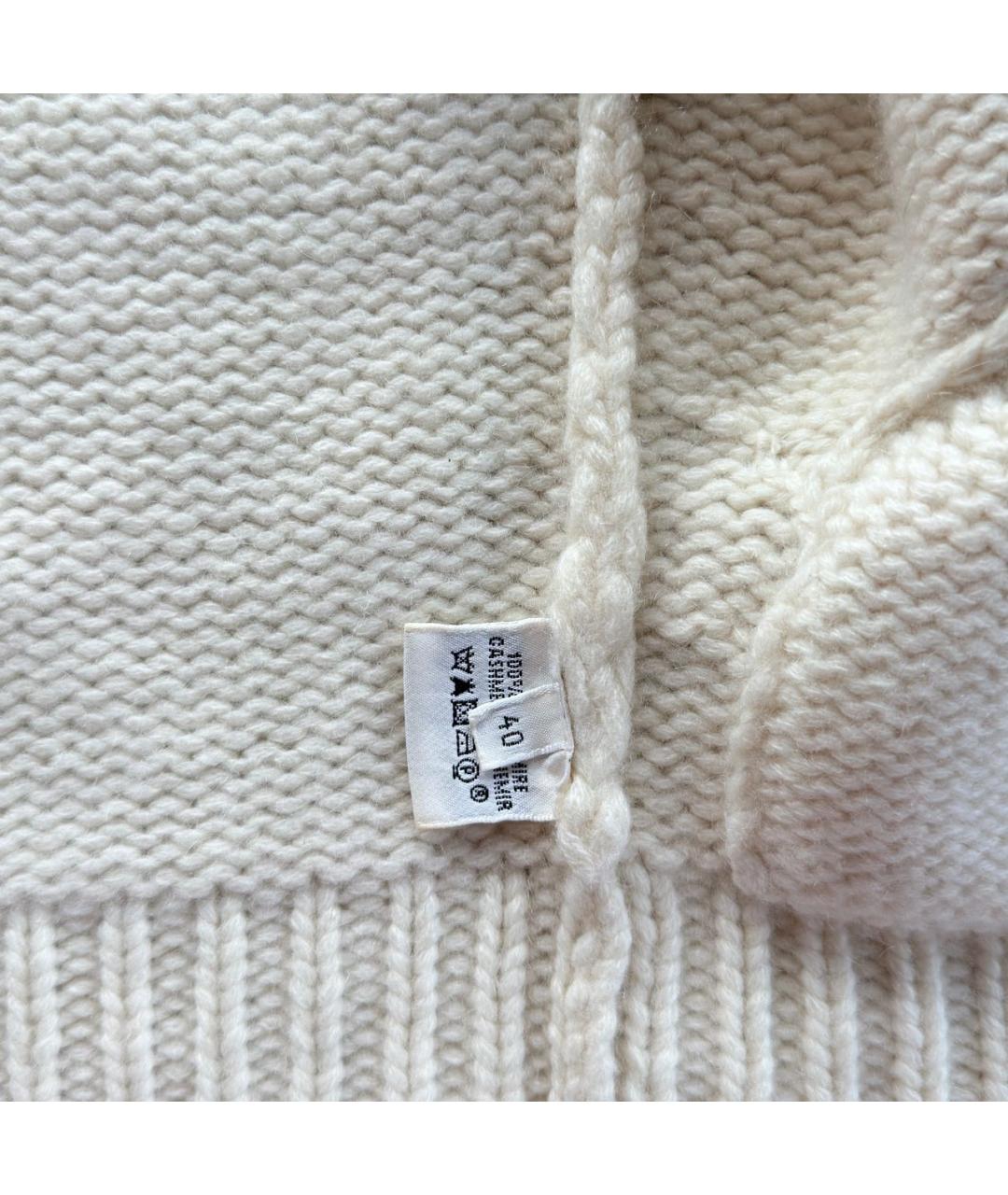 HERMES Белый кашемировый кардиган, фото 4
