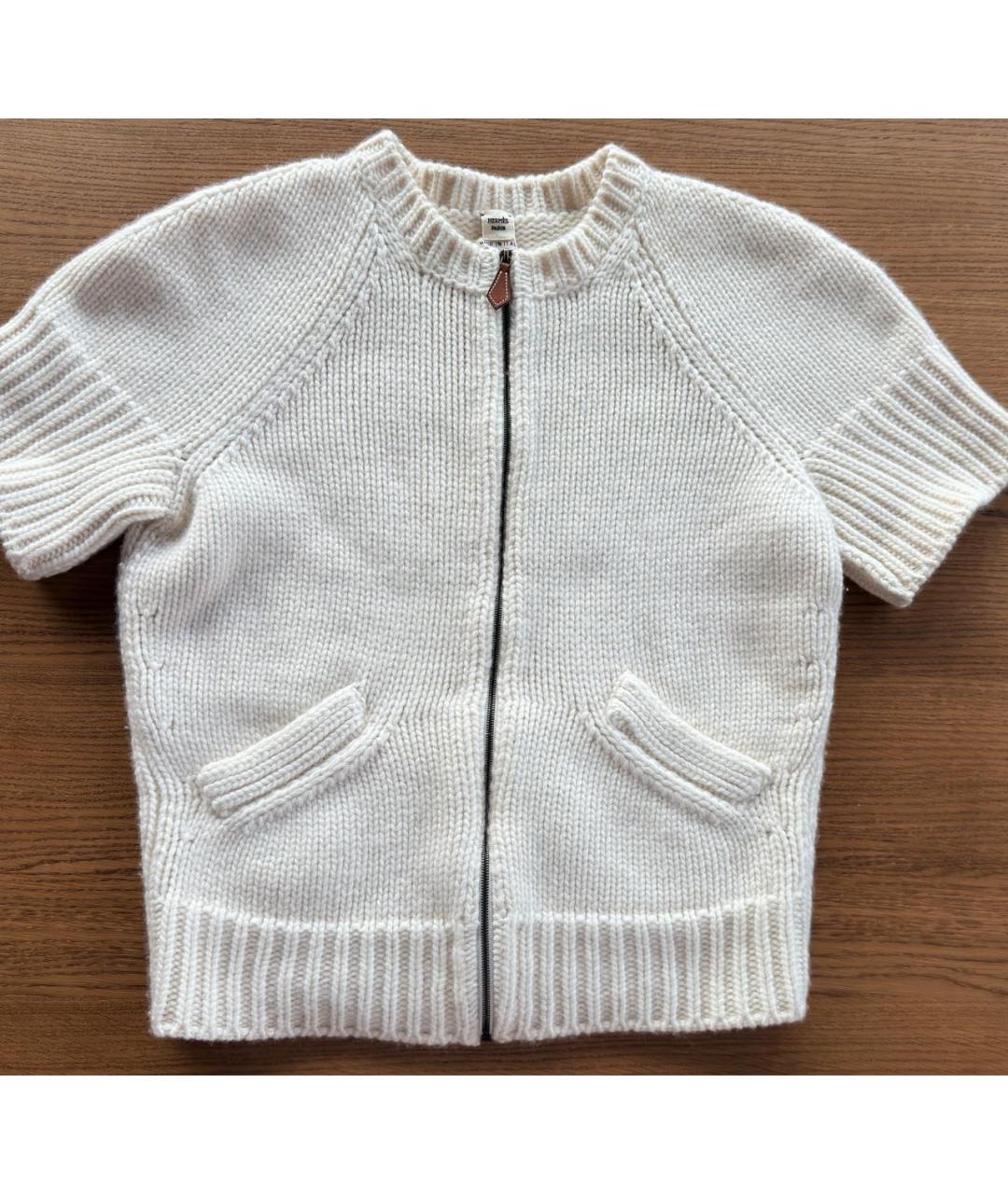 HERMES Белый кашемировый кардиган, фото 6