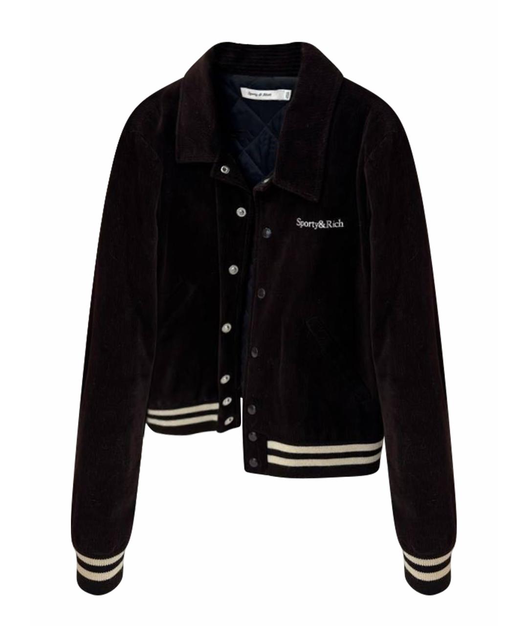 SPORTY AND RICH Коричневая велюровая куртка, фото 1
