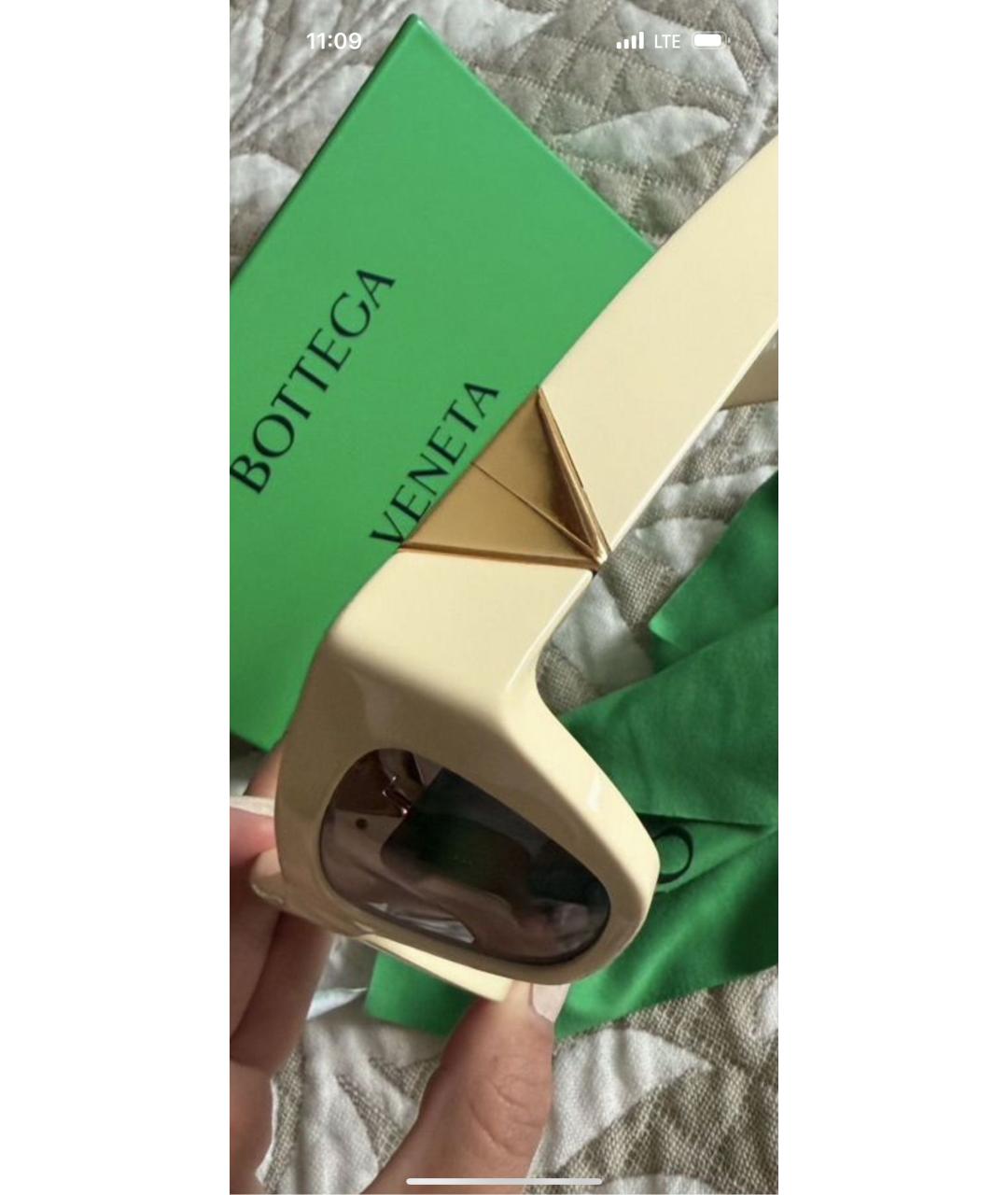 BOTTEGA VENETA Белые пластиковые солнцезащитные очки, фото 6