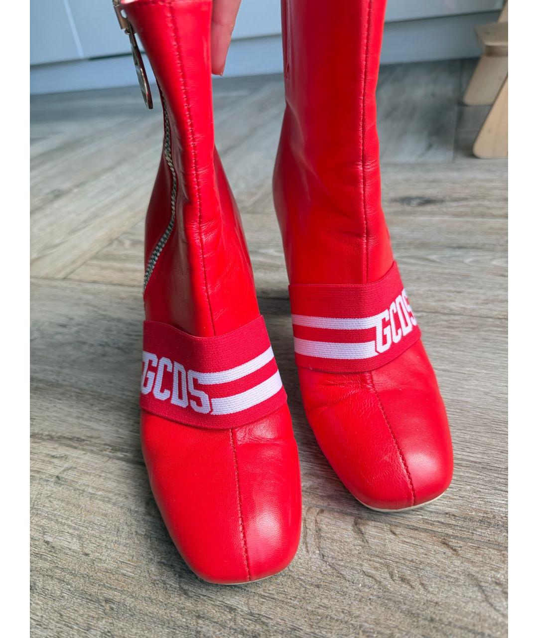 GCDS Красные кожаные ботильоны, фото 2