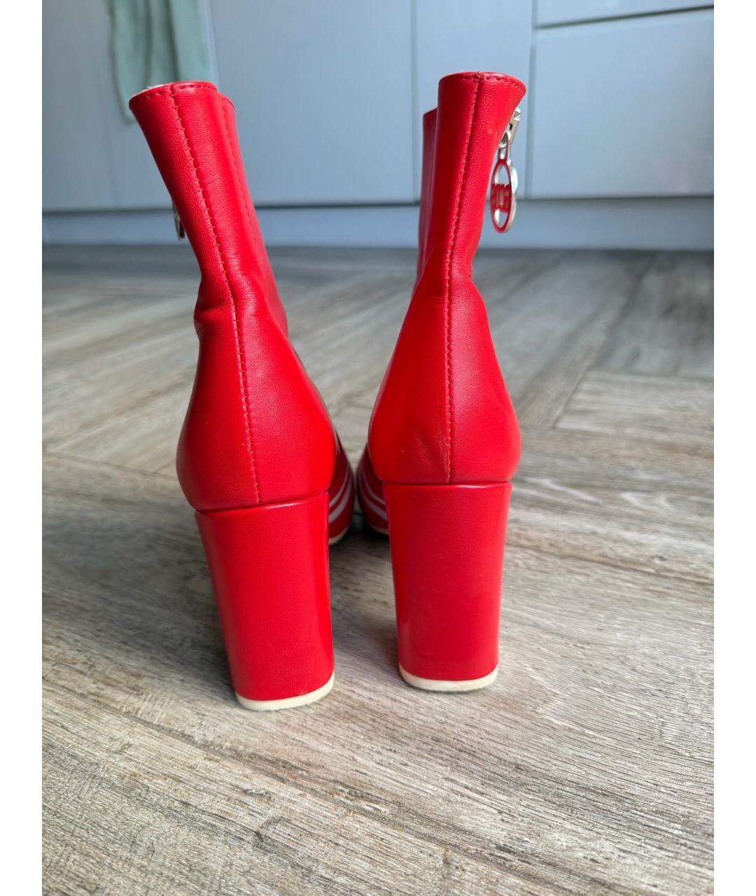 GCDS Красные кожаные ботильоны, фото 3