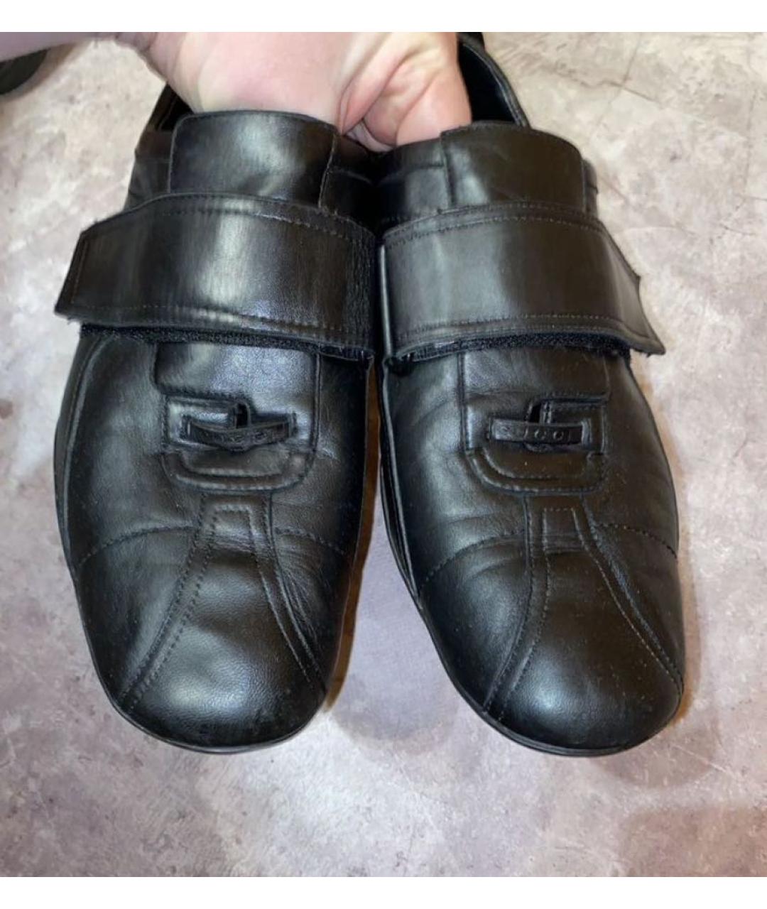 GUCCI Черные кожаные низкие кроссовки / кеды, фото 4