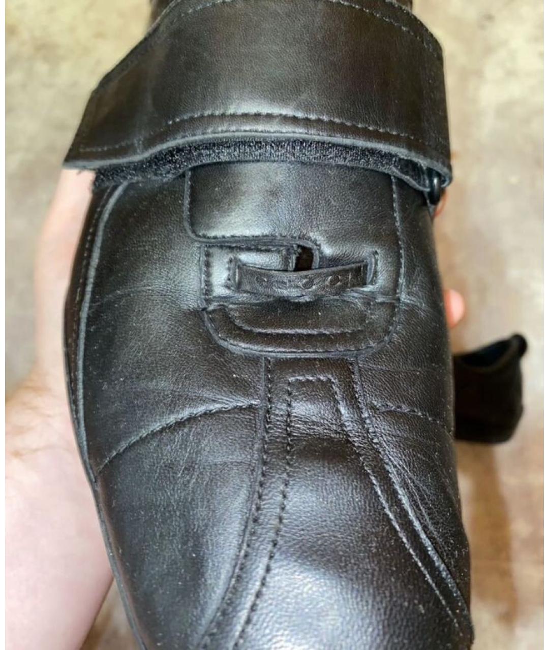 GUCCI Черные кожаные низкие кроссовки / кеды, фото 6