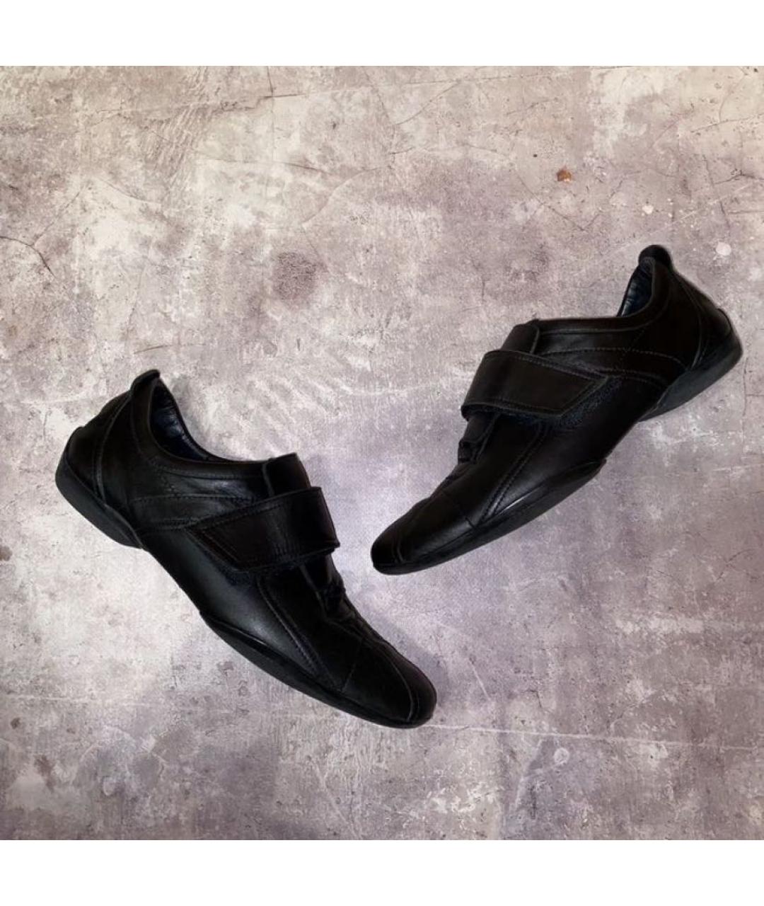 GUCCI Черные кожаные низкие кроссовки / кеды, фото 9
