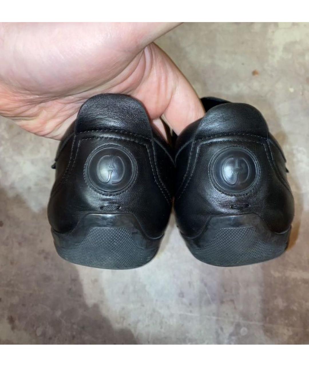 GUCCI Черные кожаные низкие кроссовки / кеды, фото 3