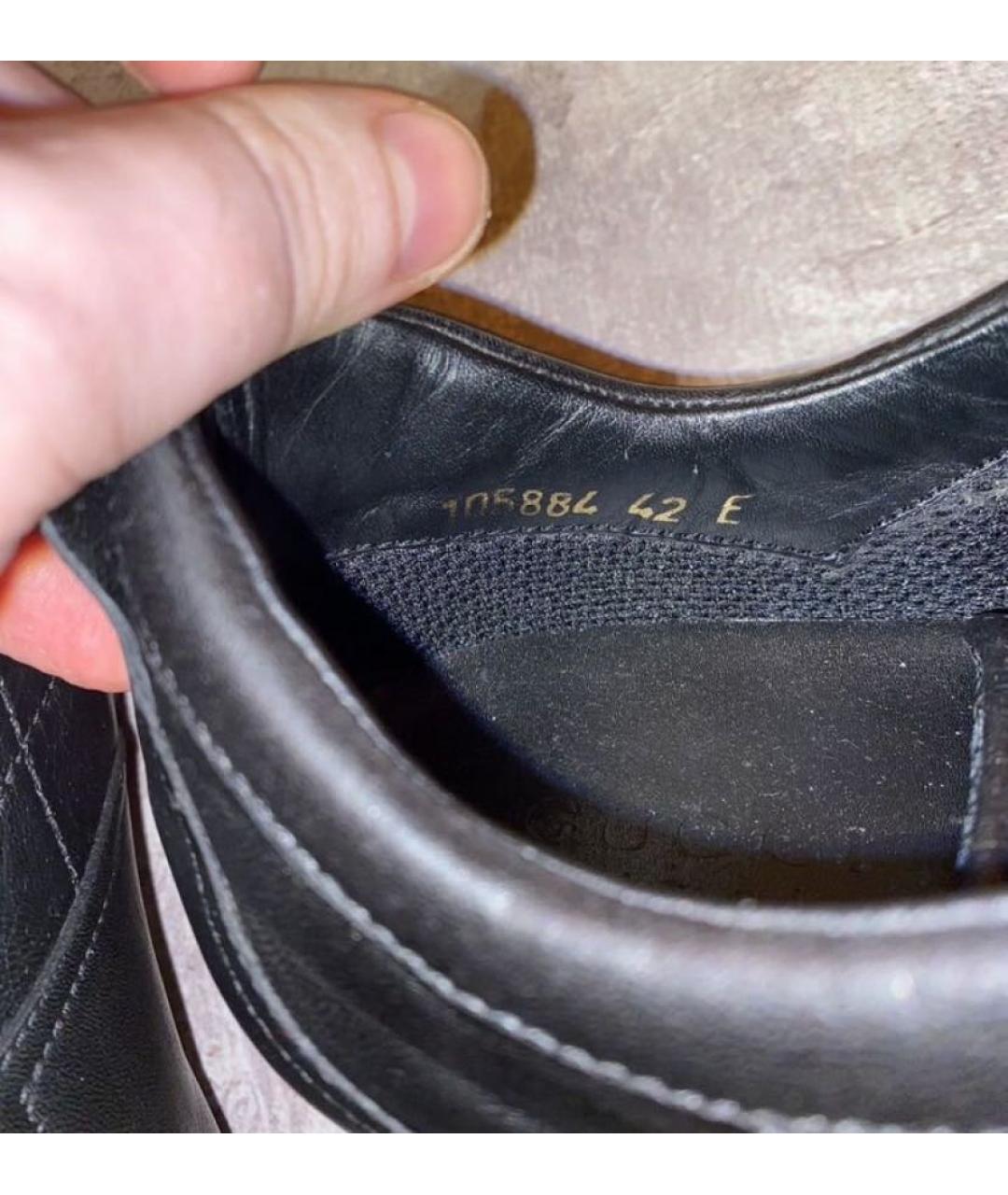 GUCCI Черные кожаные низкие кроссовки / кеды, фото 5