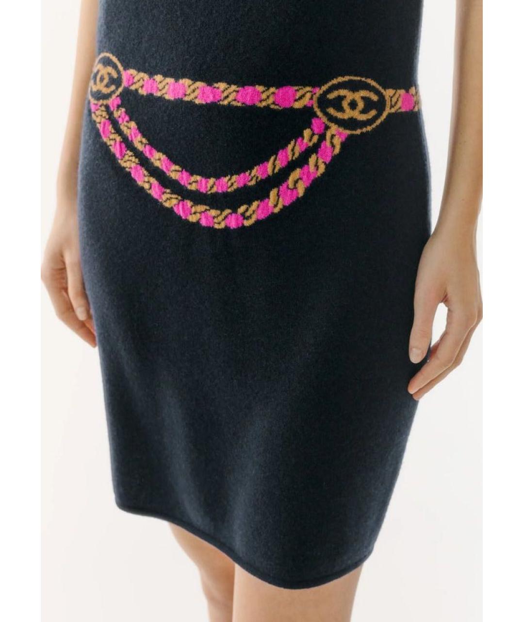 CHANEL Темно-синее кашемировое коктейльное платье, фото 5