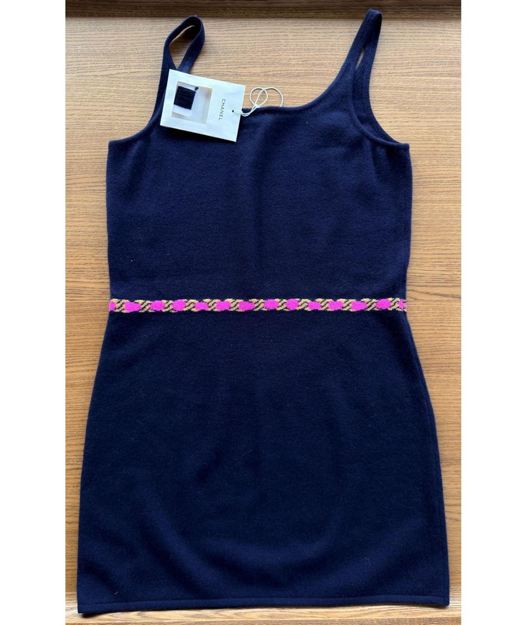 CHANEL Темно-синее кашемировое коктейльное платье, фото 2