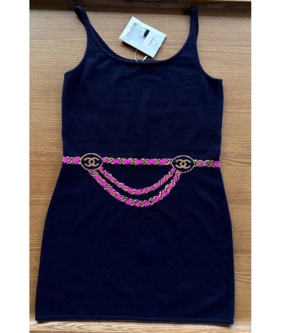 CHANEL Темно-синее кашемировое коктейльное платье, фото 6