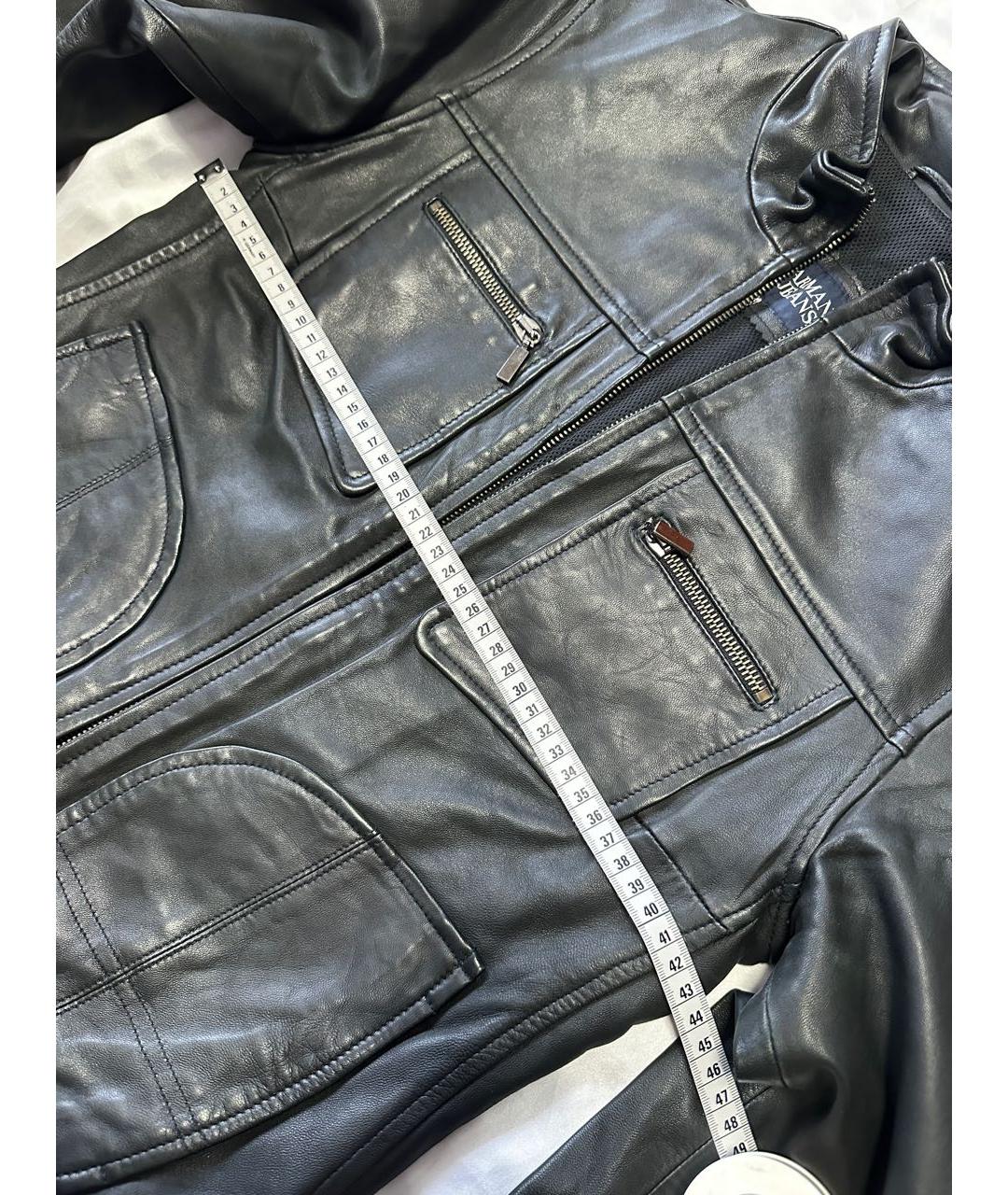 ARMANI JEANS Черная кожаная куртка, фото 6