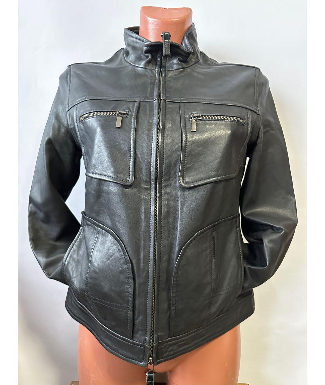 ARMANI JEANS Черная кожаная куртка, фото 8