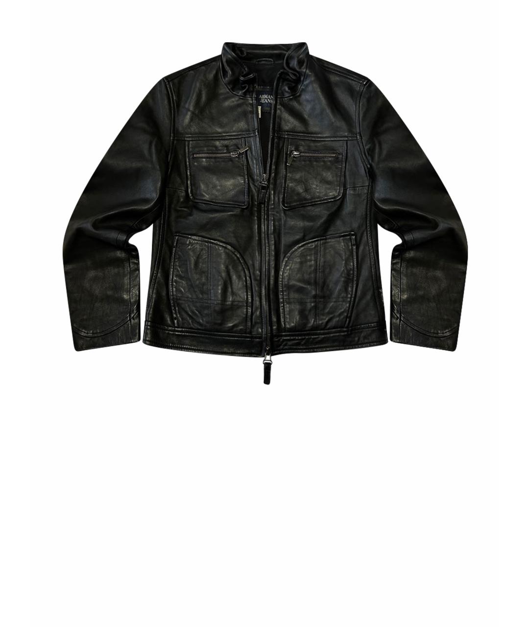 ARMANI JEANS Черная кожаная куртка, фото 1
