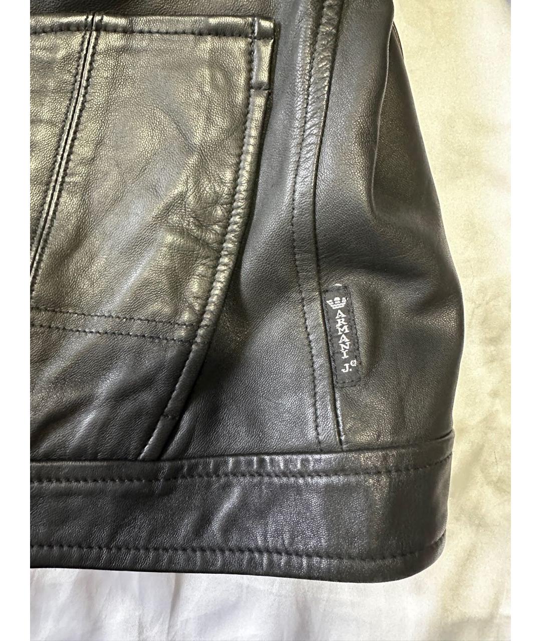 ARMANI JEANS Черная кожаная куртка, фото 5