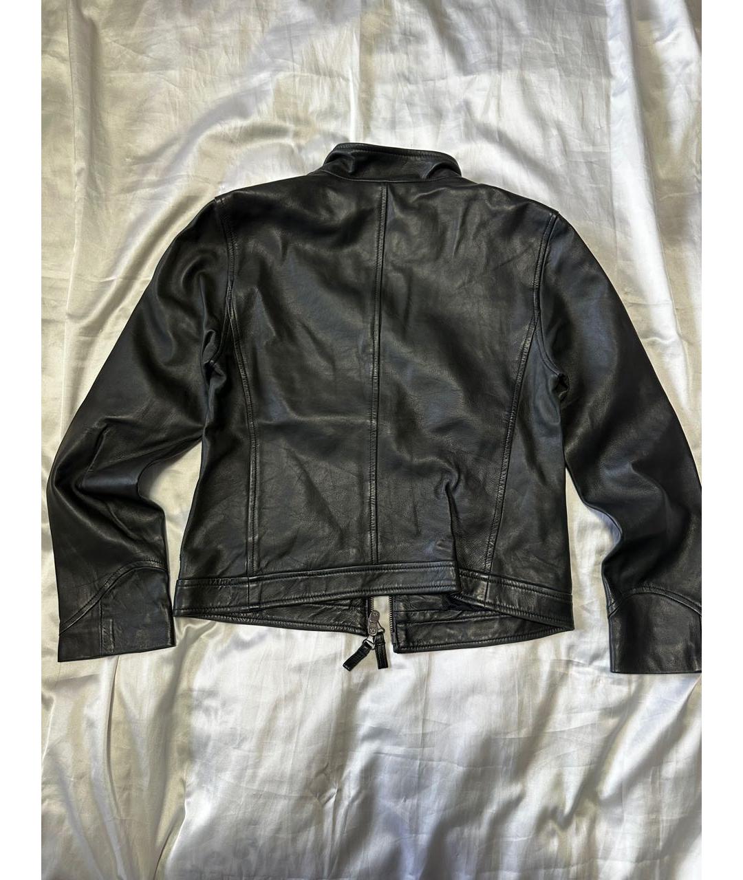 ARMANI JEANS Черная кожаная куртка, фото 2