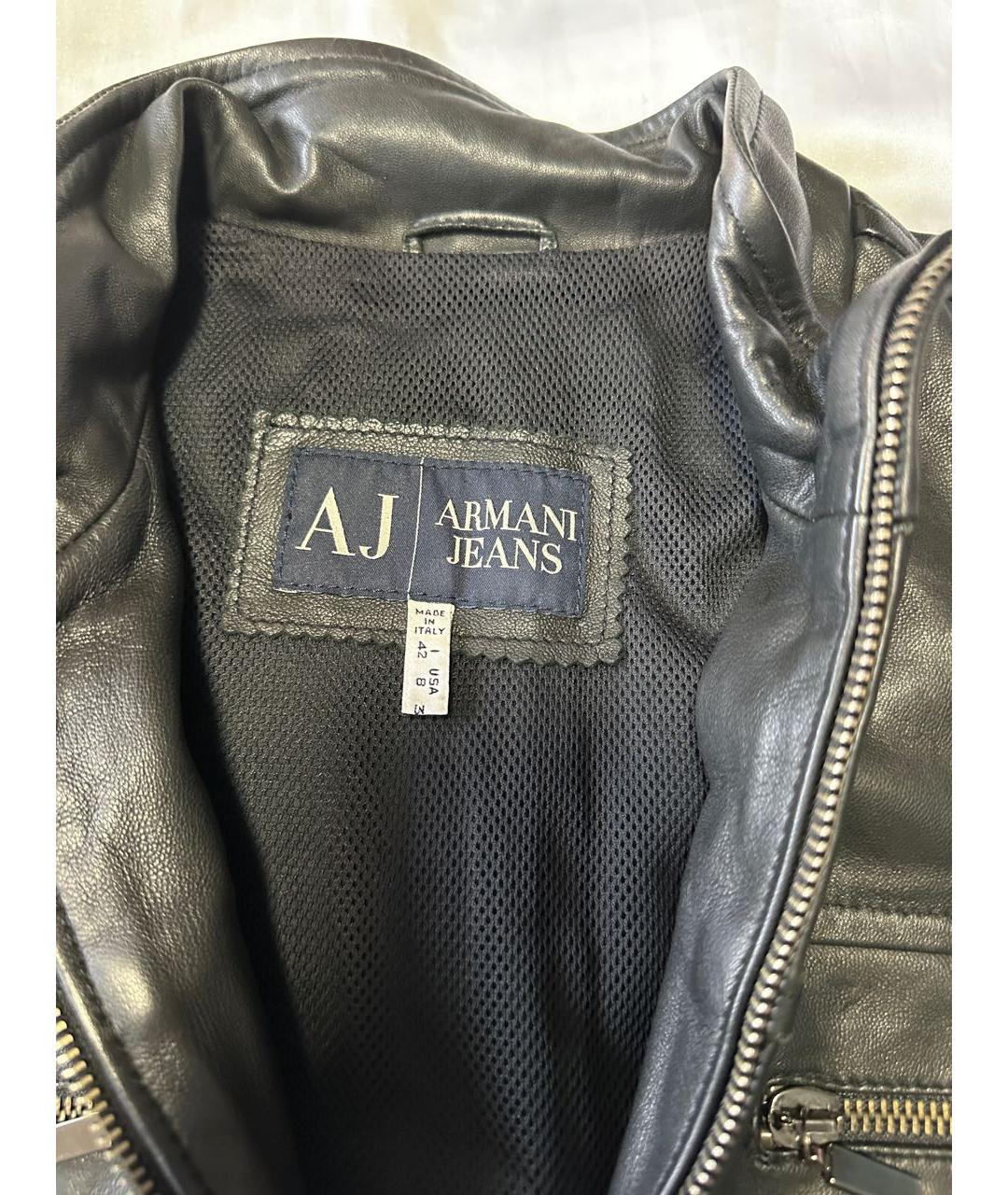 ARMANI JEANS Черная кожаная куртка, фото 3