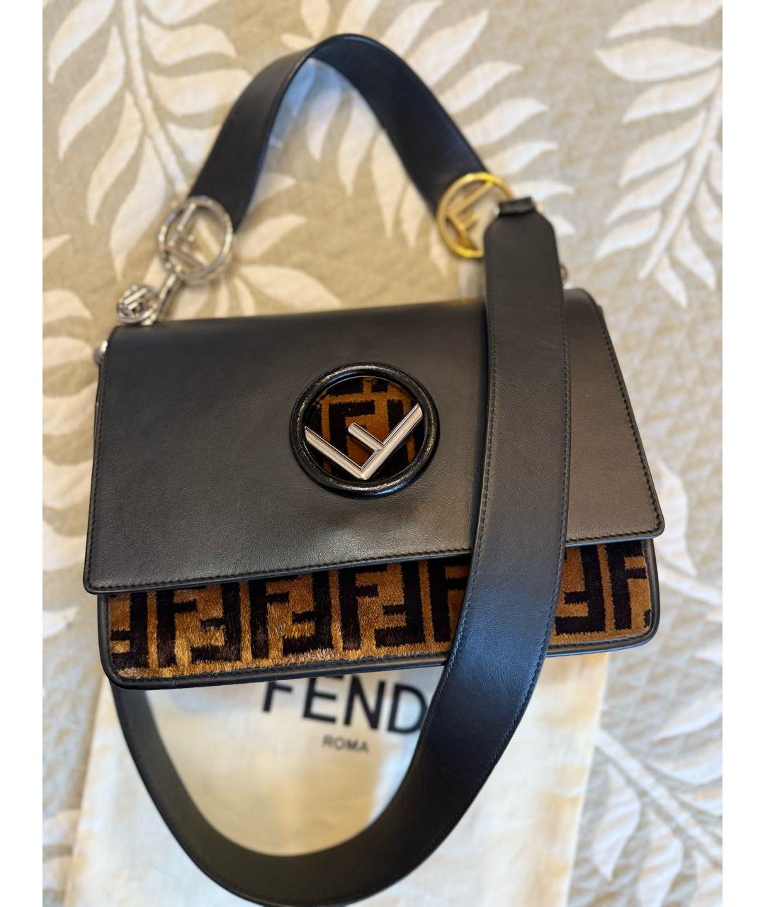 FENDI Черная кожаная сумка через плечо, фото 7